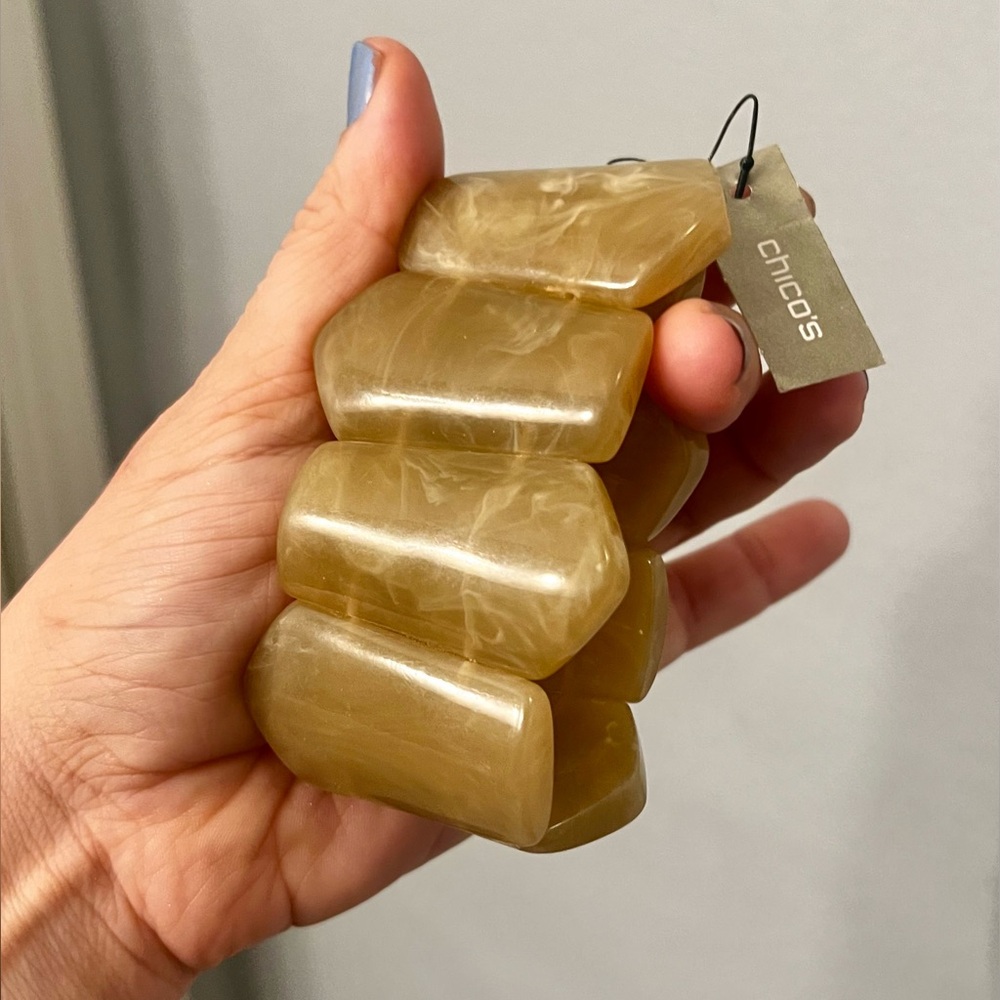 Chico's Bracelet, Beige/Tan Chunky Stretchy Cuff, New with tags!